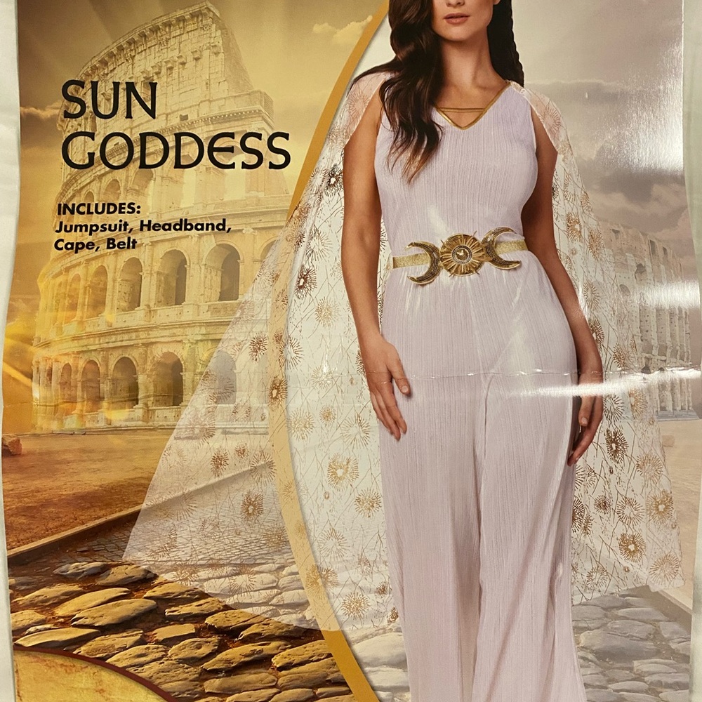 Sun Goddess Halloween Costume Jumpsuit with Cape